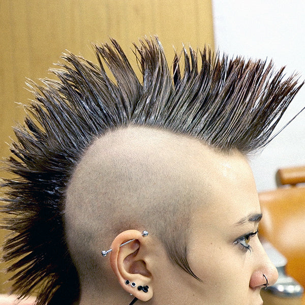 Woman with mohawk hair style